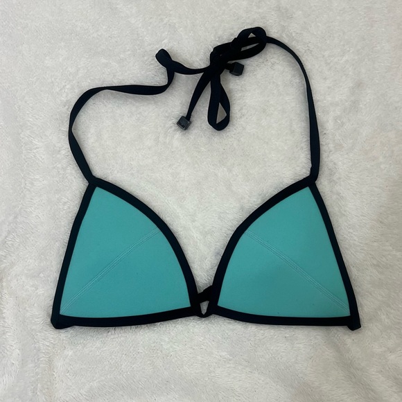 Triangl Chloe Bikini Set Top and Bottom Neoprene Aqua and Black Size S - Picture 9 of 14